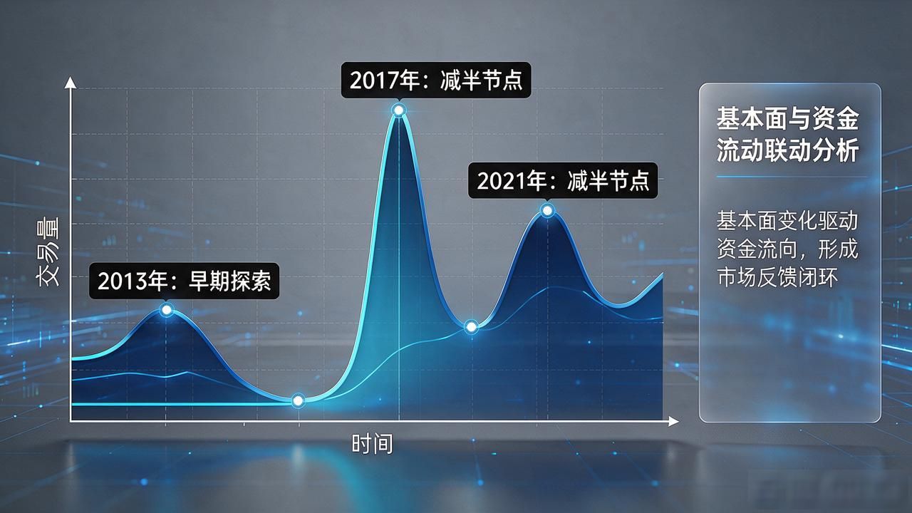 加密货币历史价格走势图的投资参考价值_数字货币历史数据图片_比特币减半前后交易量波动的图表信号